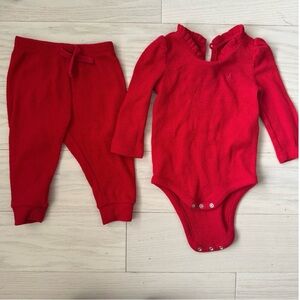 Gap Red Baby Bodysuit and Pants Set 6-12m